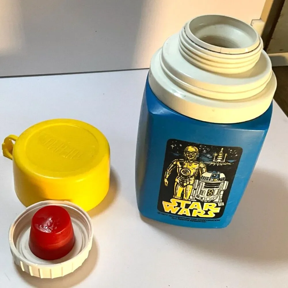 1977 Star Wars Lunch Box Darth Vader Princess Leah Luke Skywalker with thermos